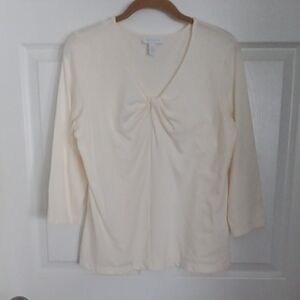 Cream V-Neck Women's Top